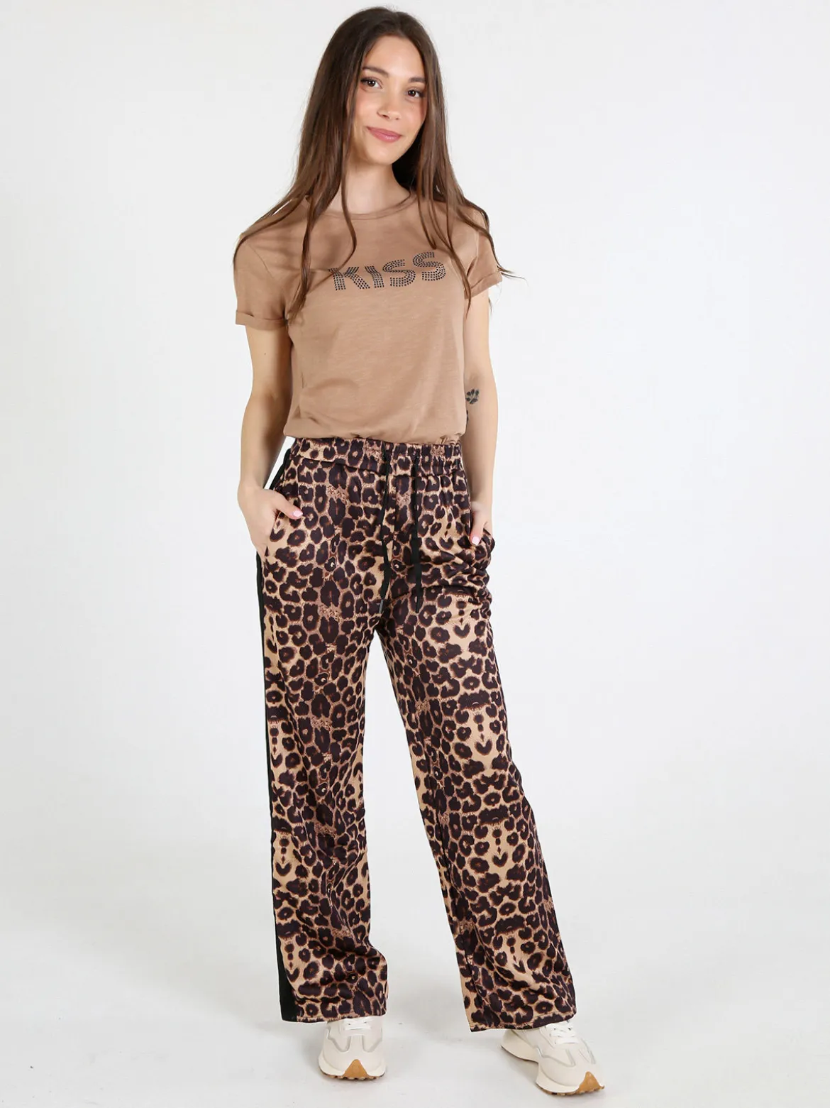 Solada Pantaloni donna animalier a gamba larga