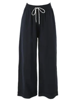 Solada Pantaloni donna a palazzo con coulisse - blu scuro