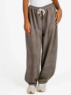 Solada Pantaloni donna a palloncino con coulisse - fango