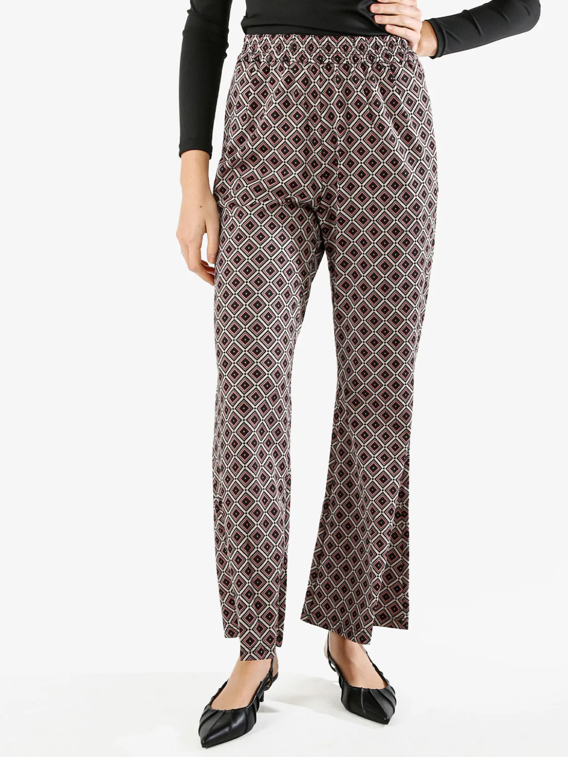Solada Pantaloni donna a zampa con stampa geometrica - multicolore