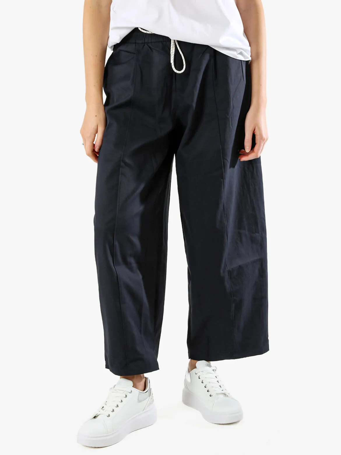 Solada Pantaloni donna barrell cropped - blu scuro