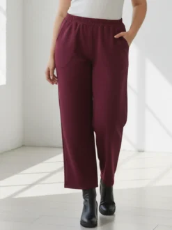 Solada Pantaloni donna con elastico in vita taglie forti - bordeaux