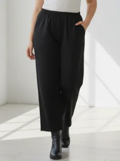 Solada Pantaloni donna con elastico in vita taglie forti - nero
