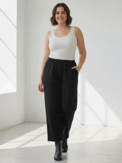 Solada Pantaloni donna con elastico in vita taglie forti - nero