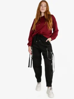 Solada Pantaloni donna con tasconi e coulisse - nero
