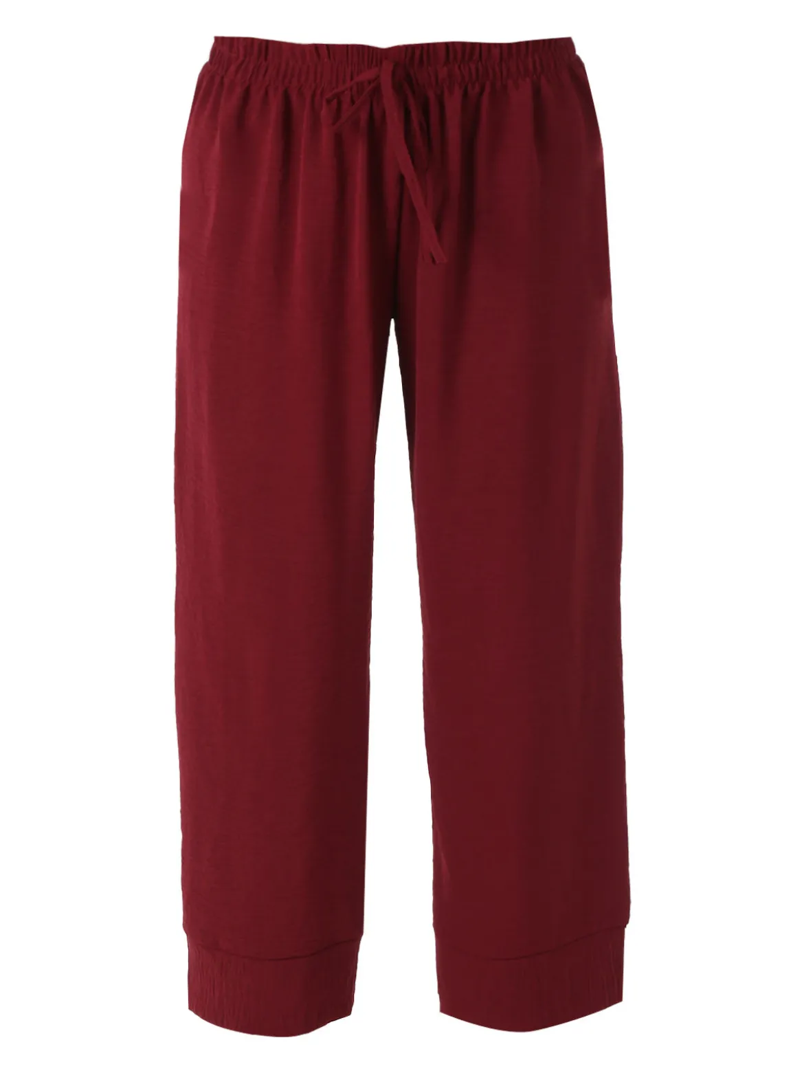 Solada Pantaloni donna cropped a gamba larga con coulisse - bordeaux