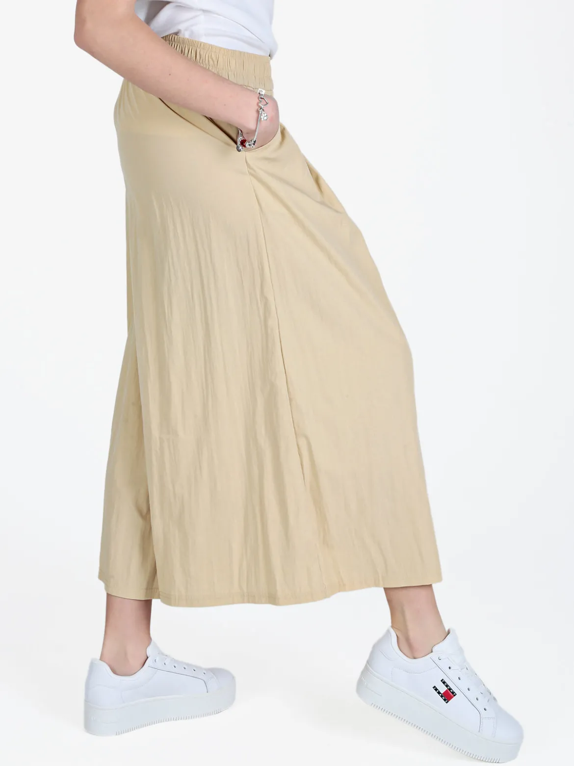 Solada Pantaloni donna cropped a palazzo effetto crespo