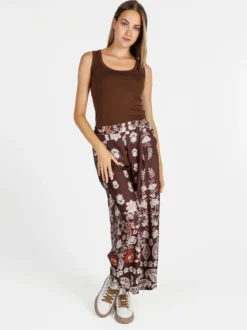Solada Pantaloni donna effetto raso con stampe - moro