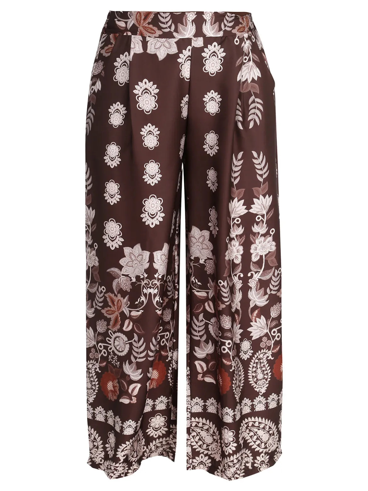 Solada Pantaloni donna effetto raso con stampe - moro