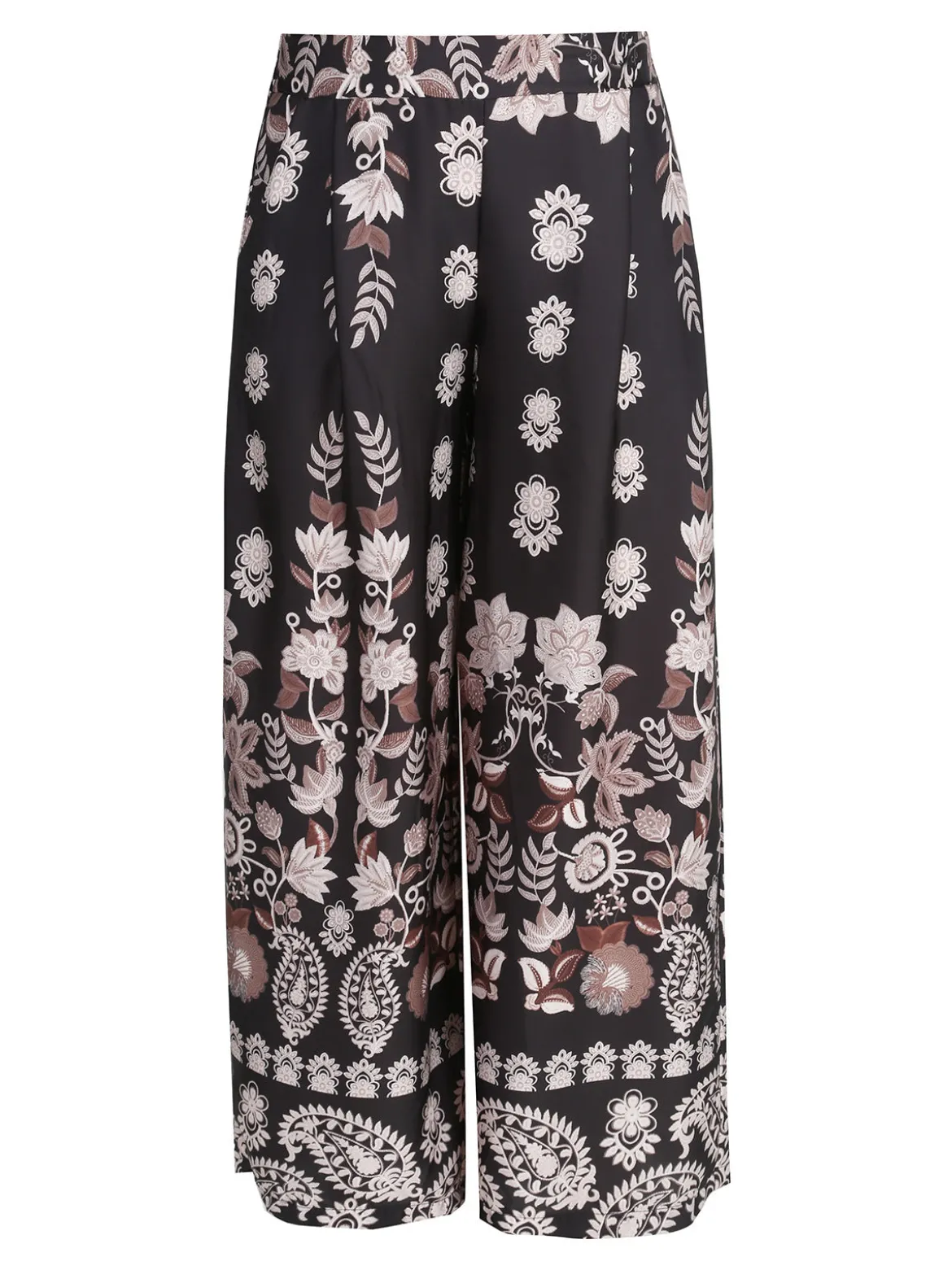 Solada Pantaloni donna effetto raso con stampe - nero