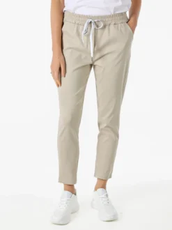 Solada Pantaloni donna elasticizzati con coulisse - beige