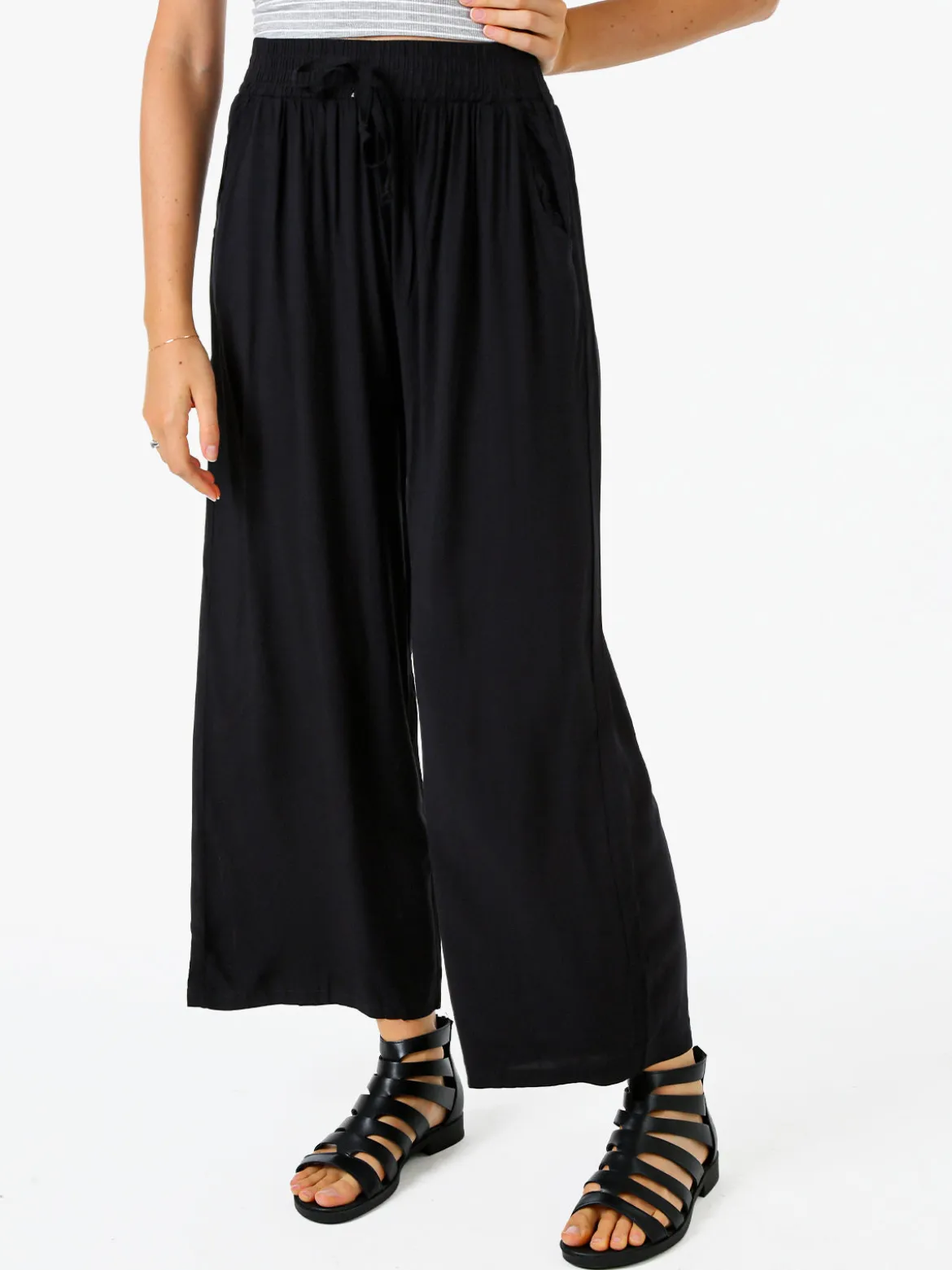 Solada Pantaloni donna estivi in cotone - nero