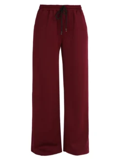 Solada Pantaloni donna in felpa a gamba larga con coulisse - bordeaux