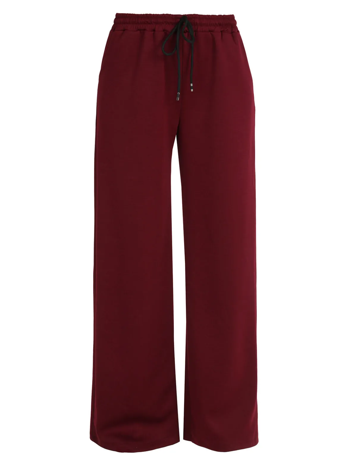 Solada Pantaloni donna in felpa a gamba larga con coulisse - bordeaux