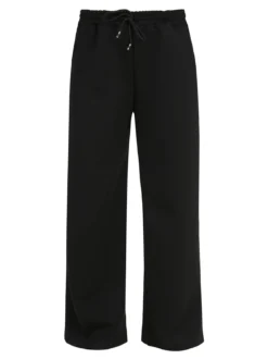 Solada Pantaloni donna in felpa a gamba larga con coulisse - nero