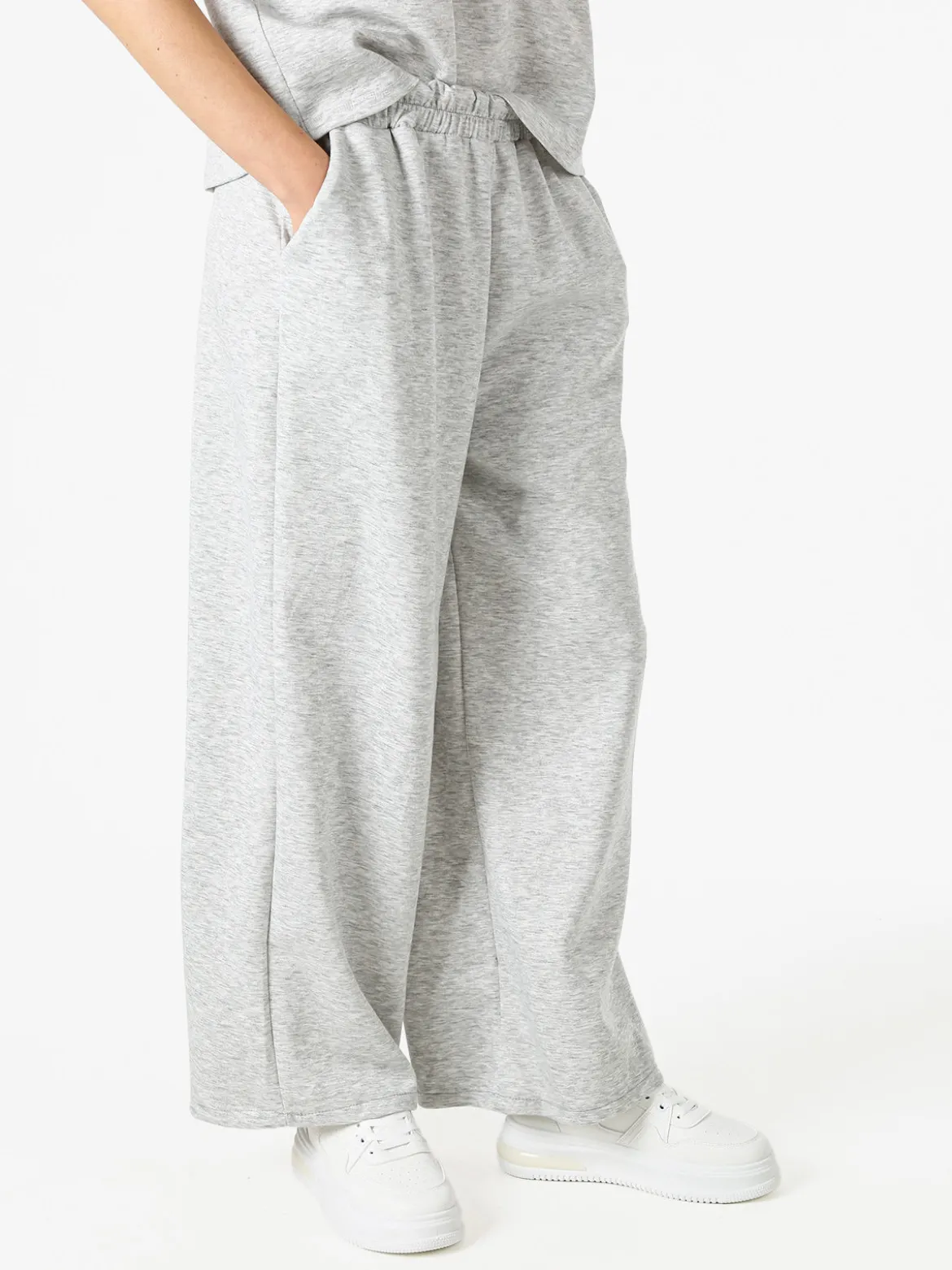 Solada Pantaloni donna in felpa a gamba larga - grigio
