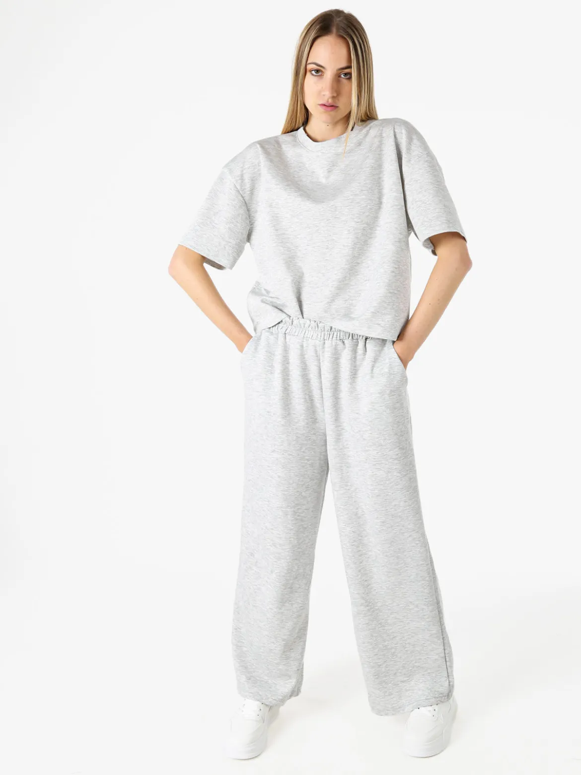 Solada Pantaloni donna in felpa a gamba larga - grigio