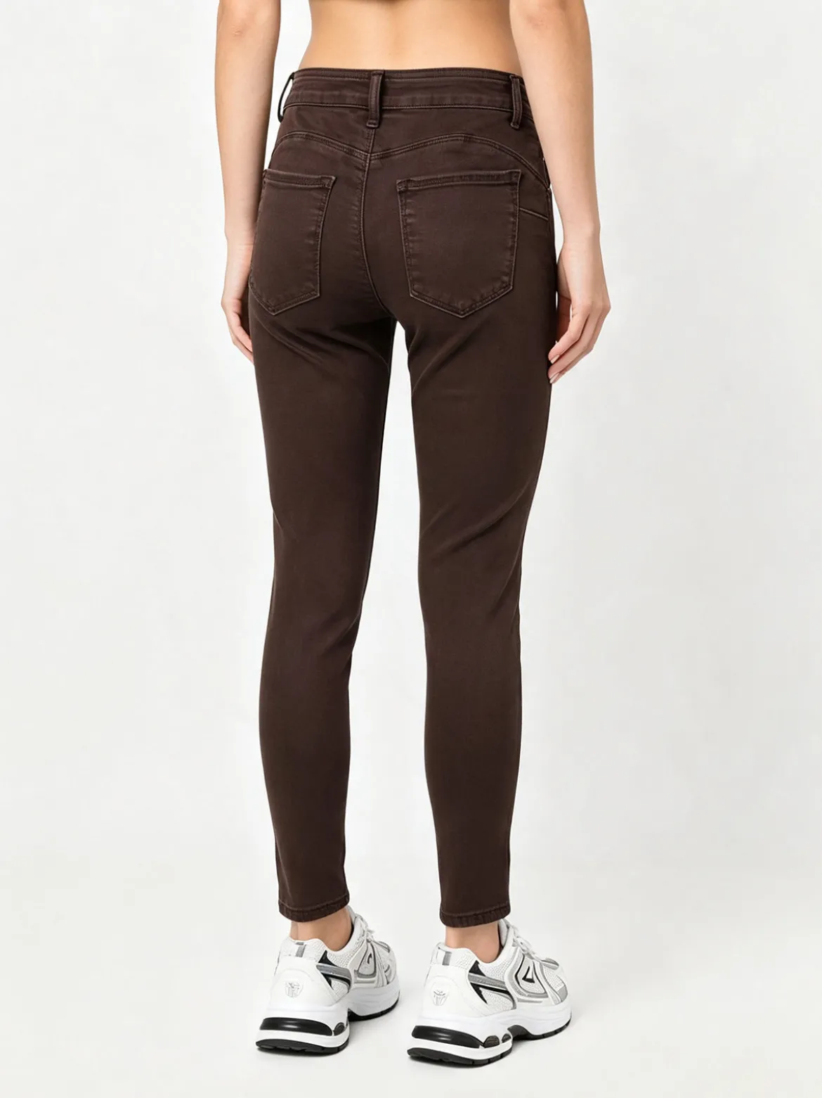 Solada Pantaloni donna jeans skinny taglie grandi - marrone