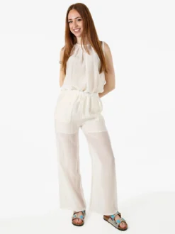 Solada Pantaloni donna leggeri a gamba larga - bianco