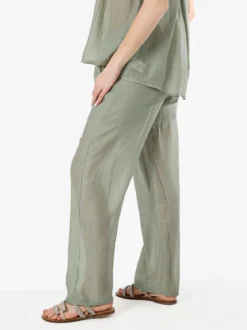 Solada Pantaloni donna leggeri a gamba larga - pistacchio