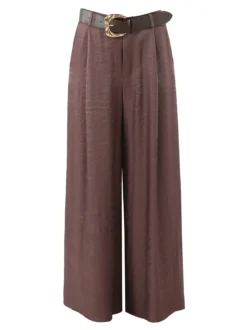 Solada Pantaloni donna leggeri a palazzo in tessuto cangiante - moro