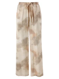 Solada Pantaloni donna leggeri con stampa texture - beige