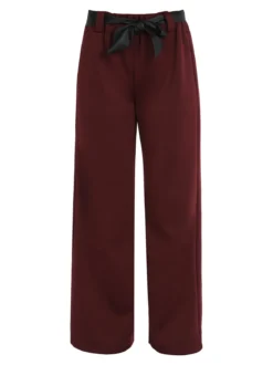 Solada Pantaloni donna vita alta a gamba larga - bordeaux