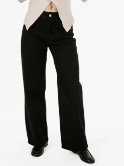 Solada Pantaloni jeans da donna a gamba larga push-up - nero