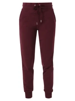 Solada Pantaloni tuta da donna in cotone con coulisse e polsini - bordeaux