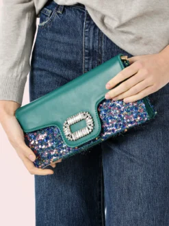 Solada Pochette gioiello da donna con paillettes - verde