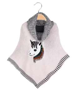 Solada Poncho da bambina in maglia con collo dolcevita