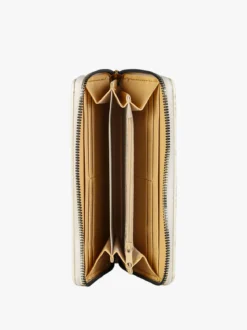 Solada Portafoglio donna con stampa monogramma e zip - beige
