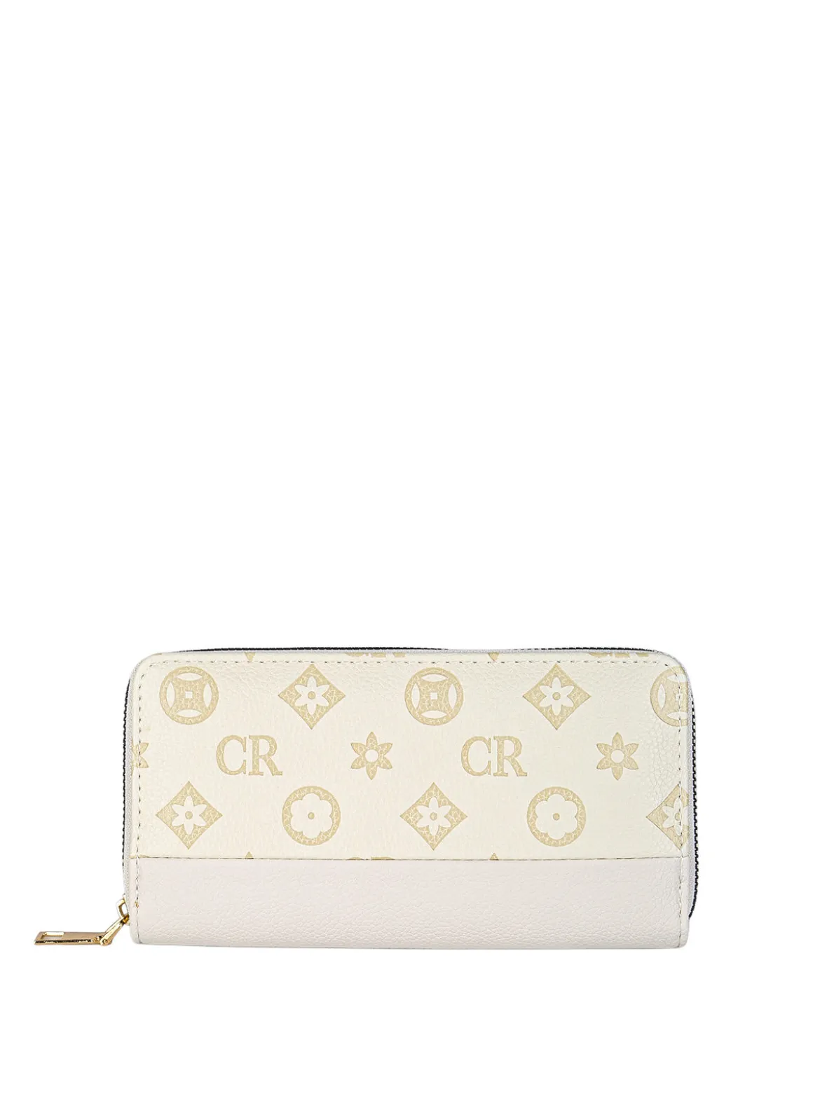 Solada Portafoglio donna con stampa monogramma e zip - beige