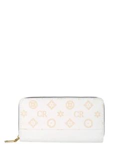 Solada Portafoglio donna con stampa monogramma e zip - bianco