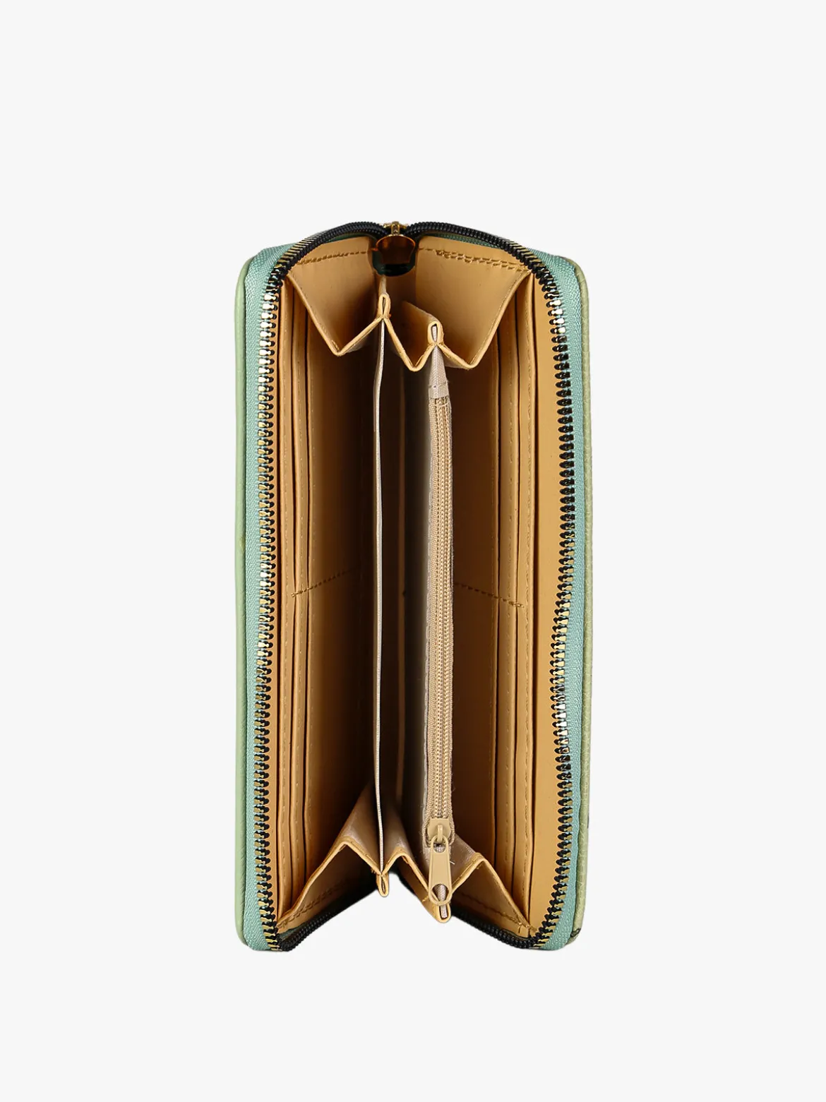 Solada Portafoglio donna con stampa monogramma e zip - pistacchio