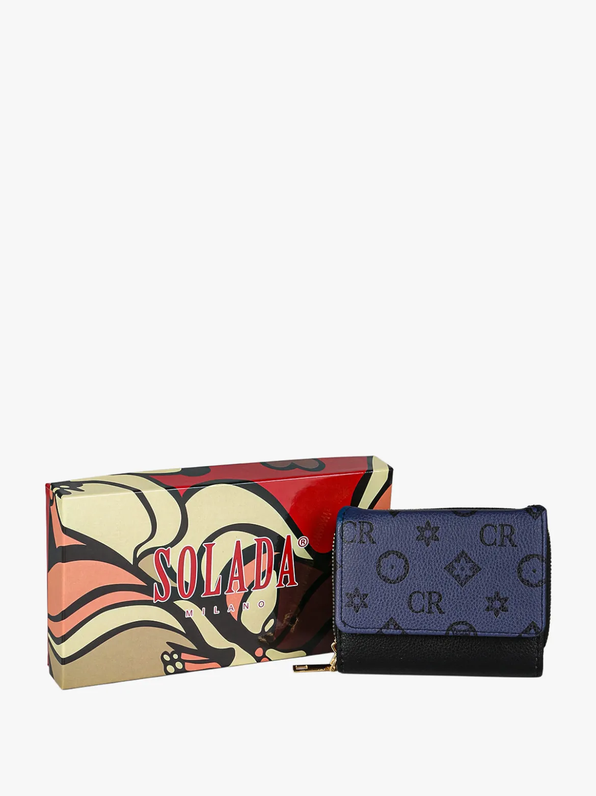 Solada Portafoglio mini da donna con stampa monogramma - nero