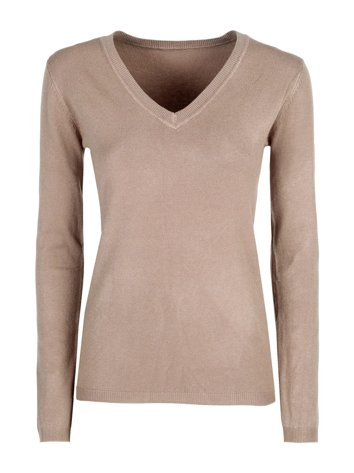 Solada Pullover donna con scollo a V - cammello