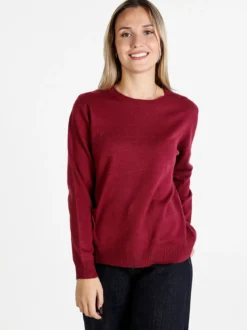 Solada Pullover donna girocollo in maglia - bordeaux