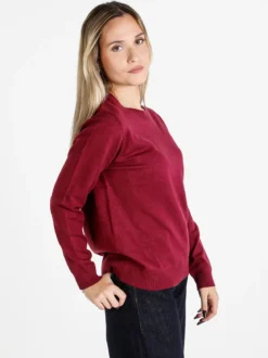 Solada Pullover donna girocollo in maglia - bordeaux