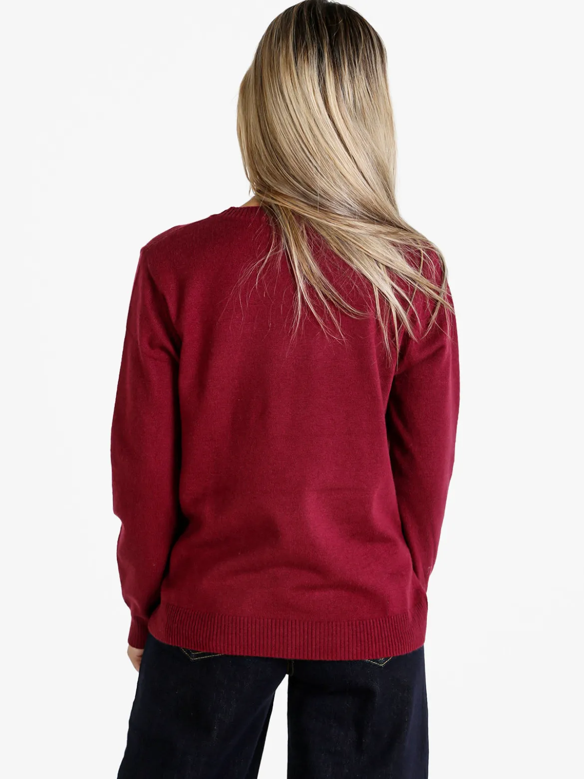 Solada Pullover donna girocollo in maglia - bordeaux
