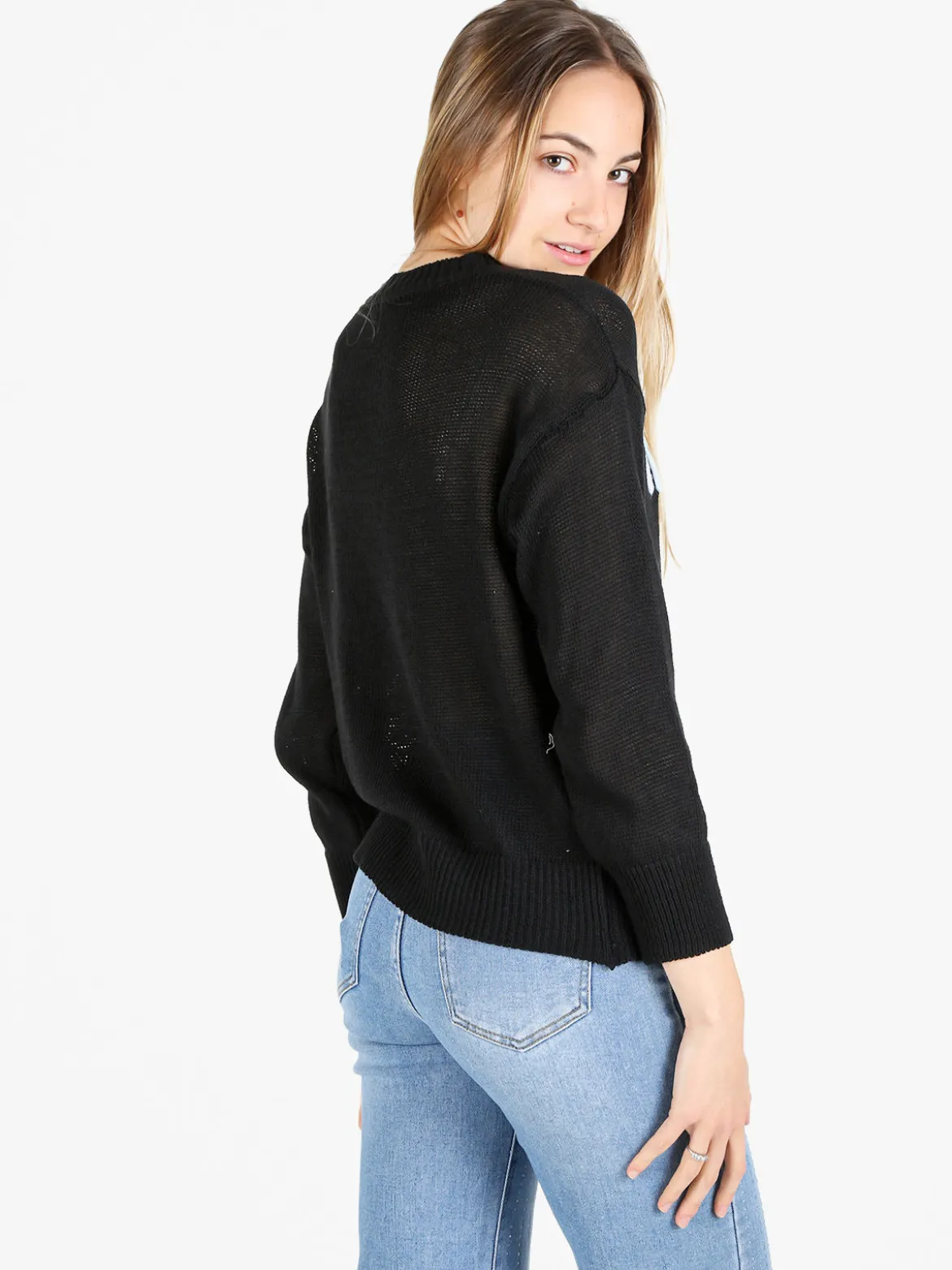 Solada Pullover donna in maglia traforata con ricamo