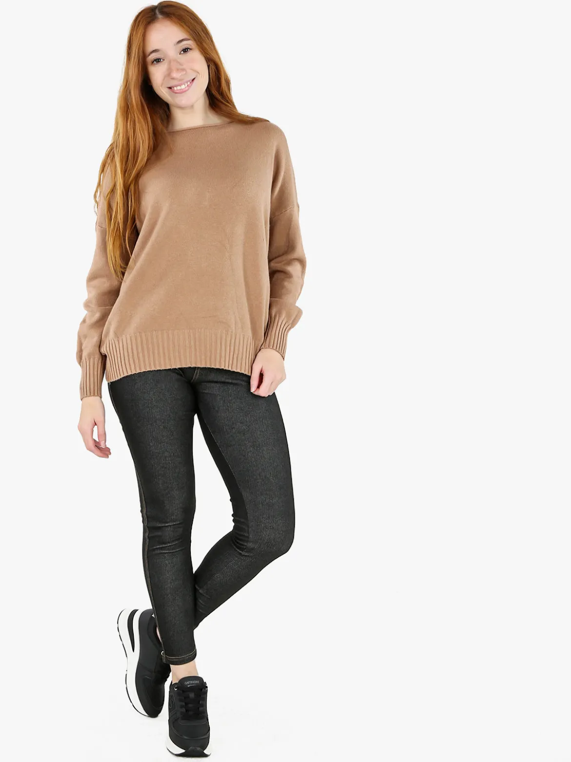 Solada Pullover donna oversize in maglia - cammello