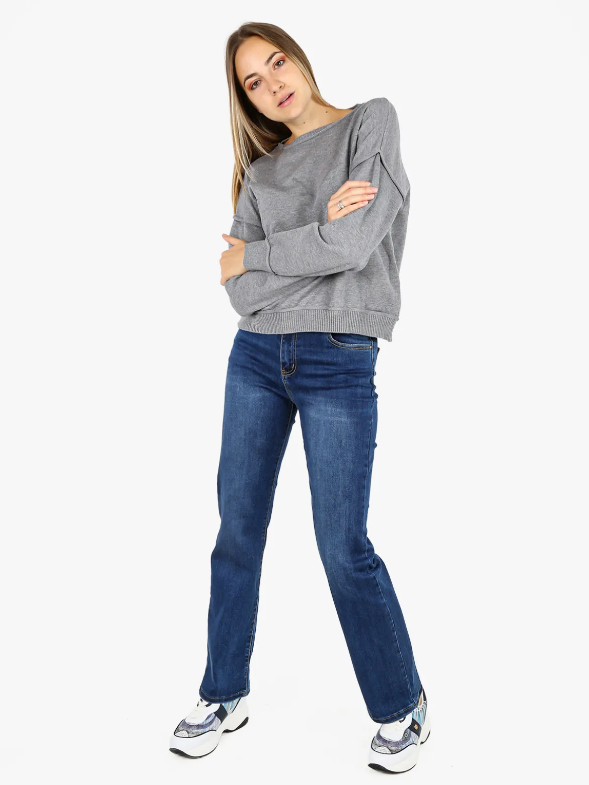 Solada Pullover oversize da donna in maglia - grigio