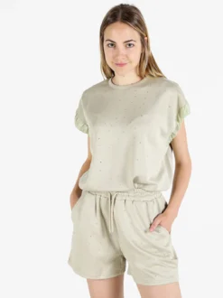 Solada Shorts donna con strass - verde chiaro