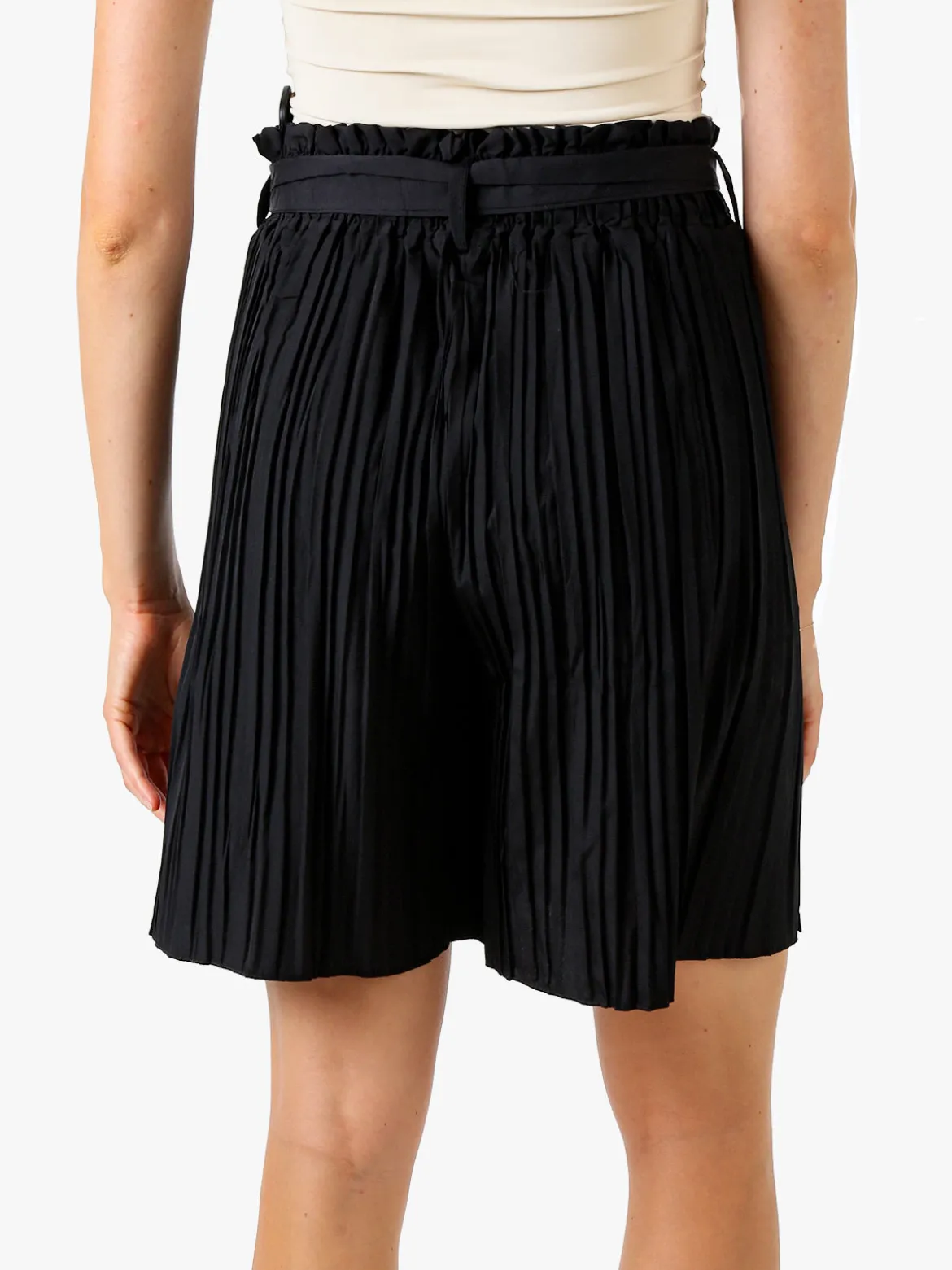 Solada Shorts donna plissettati a vita alta - nero