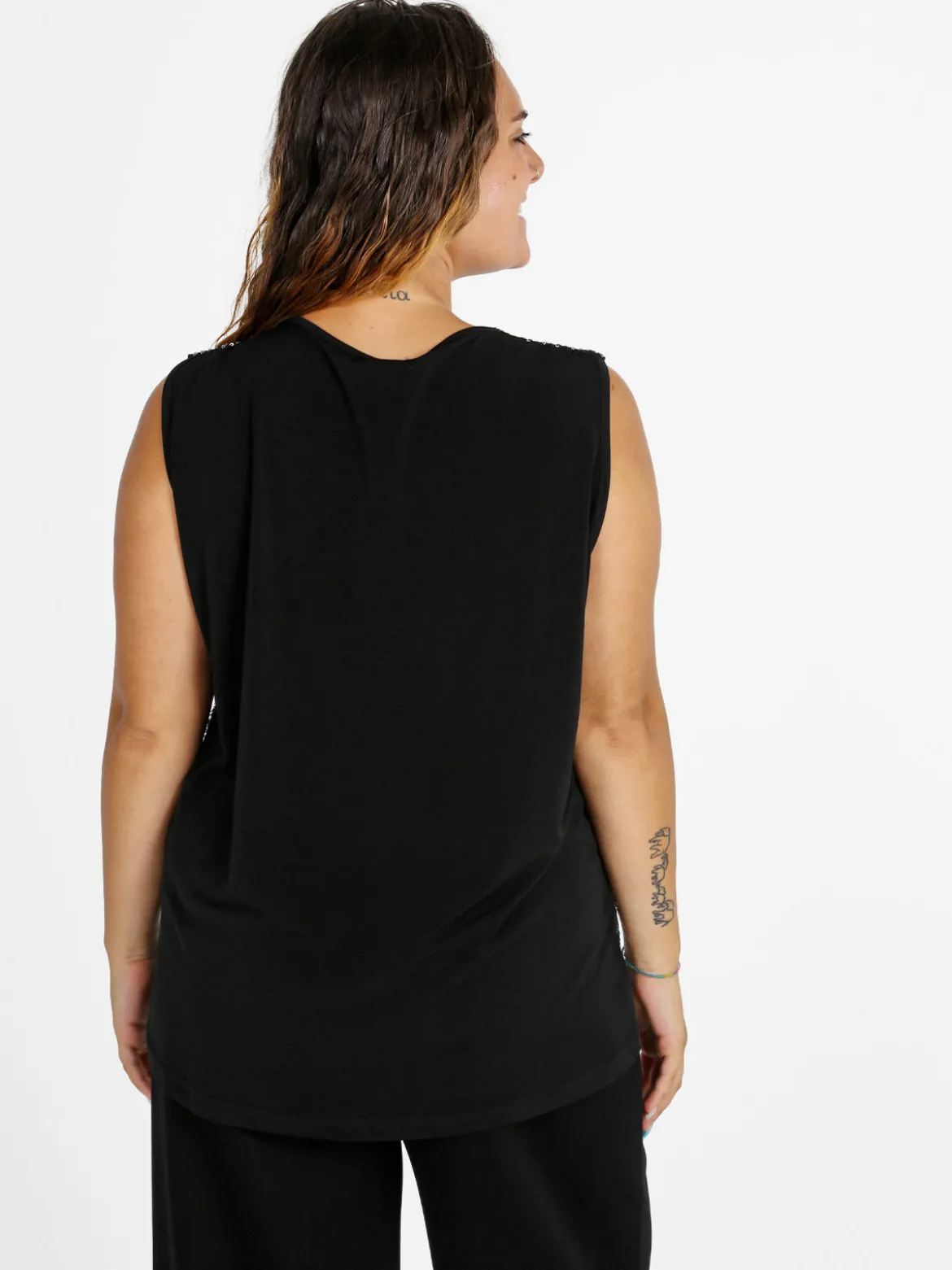 Solada Top donna con paillettes linea curvy - argento