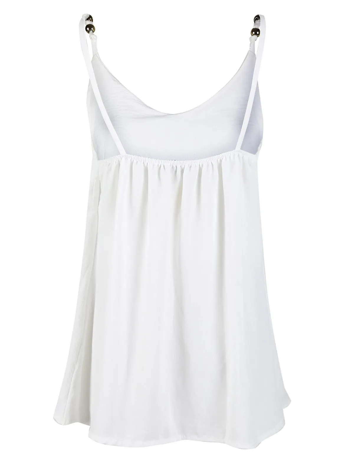 Solada Top donna con spalline sottili e perline dorate - bianco