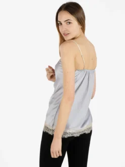 Solada Top donna effetto raso con pizzo
