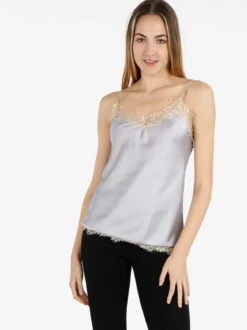 Solada Top donna effetto raso con pizzo
