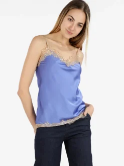 Solada Top donna effetto raso con pizzo